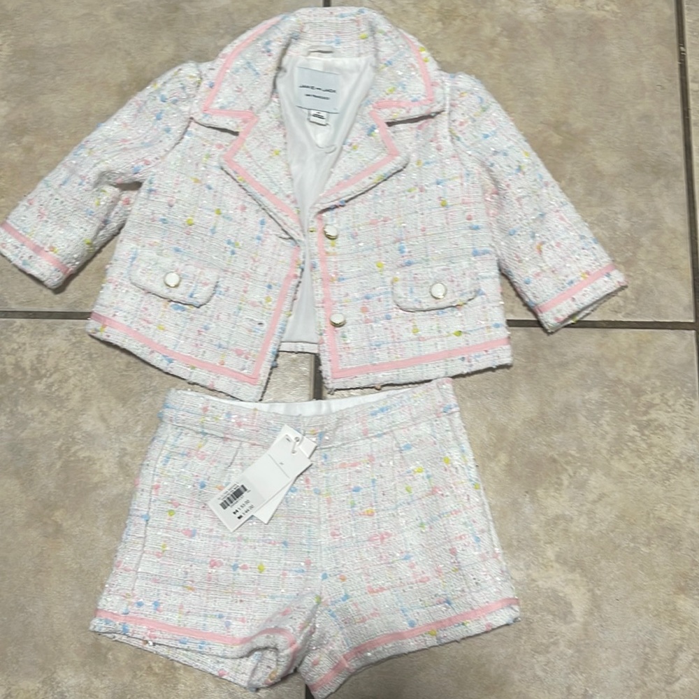 Janie and Jack set 2T white and pink